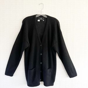 Peruvian Connection Vneck Button Up Alpaca Cardigan Black Women’s Size Large